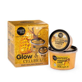 Organic Shop Glow & Celebrate Golden Beauty Gift Set (250ml+100ml)