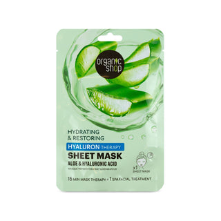 Organic Shop Hyaluron Therapy Hydrating & Restoring Sheet Mask, Aloe & Hyaluronic Acid, 1 pc