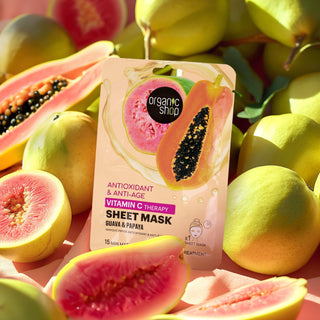 Organic Shop Vitamin C Therapy Antioxidant & Anti-Age Sheet Mask, Guava & Papaya, 1 pc