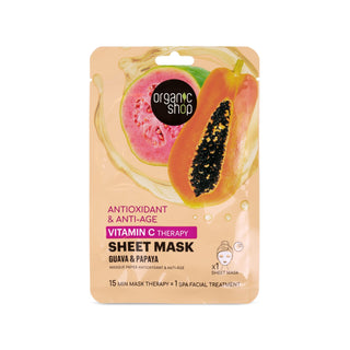 Organic Shop Vitamin C Therapy Antioxidant & Anti-Age Sheet Mask, Guava & Papaya, 1 pc