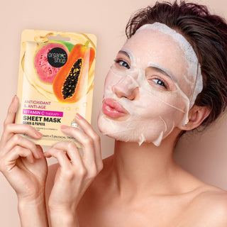 Organic Shop Vitamin C Therapy Antioxidant & Anti-Age Sheet Mask, Guava & Papaya, 1 pc