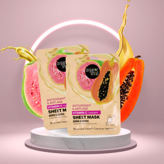 Organic Shop Vitamin C Therapy Antioxidant & Anti-Age Sheet Mask, Guava & Papaya, 1 pc
