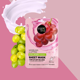 Organic Shop Collagen Therapy Modelling & Lifting Sheet Mask, Grape & Plant Collagen, 1 pc