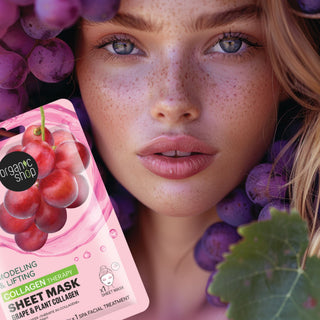 Organic Shop Collagen Therapy Modelling & Lifting Sheet Mask, Grape & Plant Collagen, 1 pc