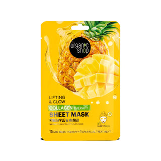 Organic Shop Collagen Therapy Lifting & Glowing Sheet Mask, Pineapple & Mango, 1 pc