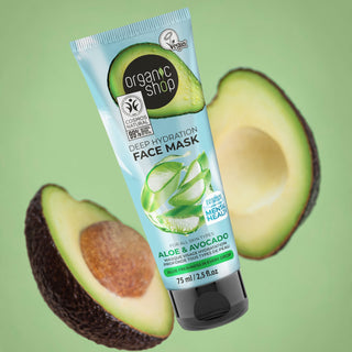 Organic Shop Deep Hydration Face Mask For All Skin Types Aloe and Avocado (75ml)