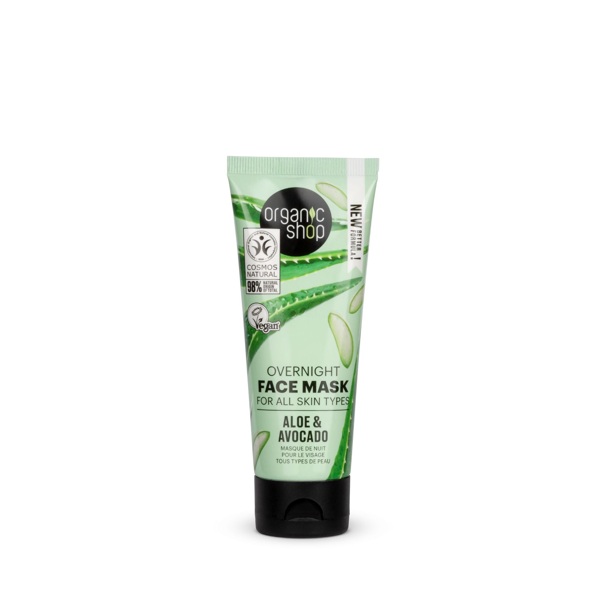 Organic Shop Overnight Face Mask For All Skin Types Aloe and Avocado