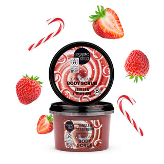 Organic Shop Candy Cane Body Scrub Vanilla and Strawberry (250ml)