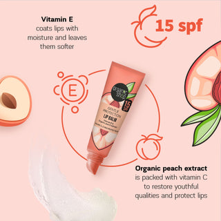 Organic Shop Gentle Protection Vitamin Booster Lip Balm SPF 15 with Vitamin E and Peach extracts (10ml)