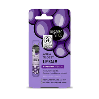 Organic Shop Aqua Glossy Lip Balm Hyaluron Therapy with Hyaluronic Acid and Blackberry Extract (10ml)