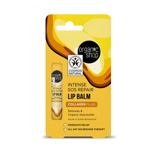 Organic Shop SOS Repair Lip Balm Collagen Filler with Beeswax and Shea Butter (10ml)