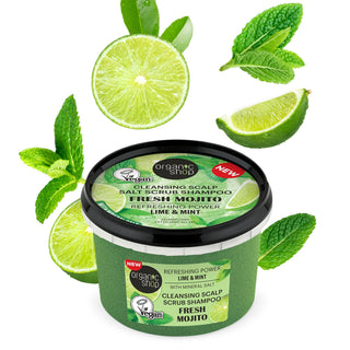 Organic Shop Cleansing Scalp Salt Scrub Shampoo Fresh Mojito Refreshing Power Lime & Mint (250ml)